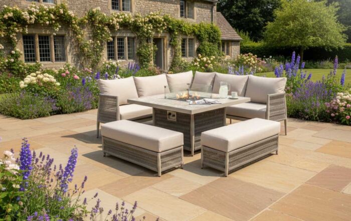 JB Furniture Exclusive Seychelles Corner Sofa with Firepit Table - Latte-CW-AR100