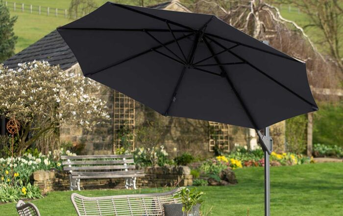 Pacific Lifestyle Voyager T1 3m Round Anthracite Parasol with 90kg Granite Base-18-303-GY
