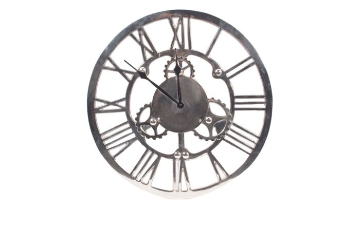 Pacific Lifestyle Shiny Nickel Cog Design Round Wall Clock Small-75-018