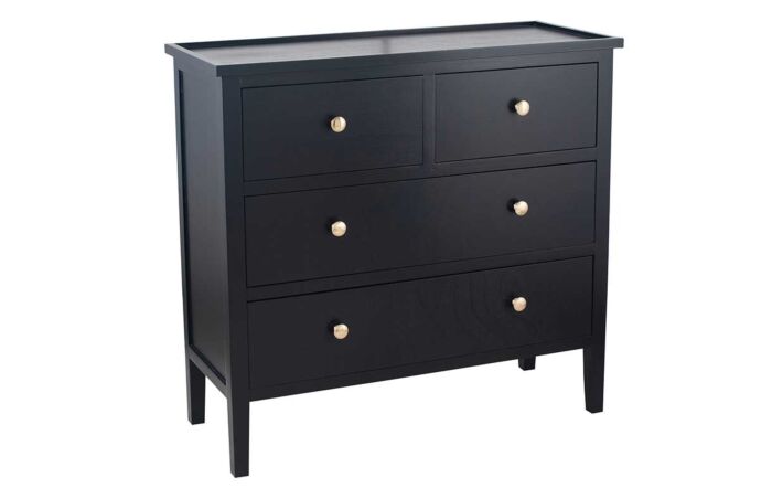 Pacific Lifestyle Chelmsford Satin Black Pine Wood 4 Drawer Unit-76-357-SB