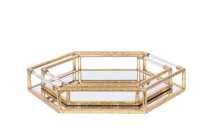 Pacific Lifestyle Gold Metal & Mirror S/2 Trays-70-523