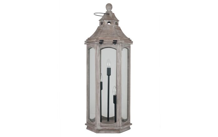 Pacific Lifestyle Adaline Antique Wood Grey Lantern Floor Lamp-32-075-C