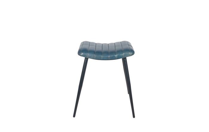 Pacific Lifestyle Giovanni Prussian Blue Leather and Iron Curved Stool-15-285-PB