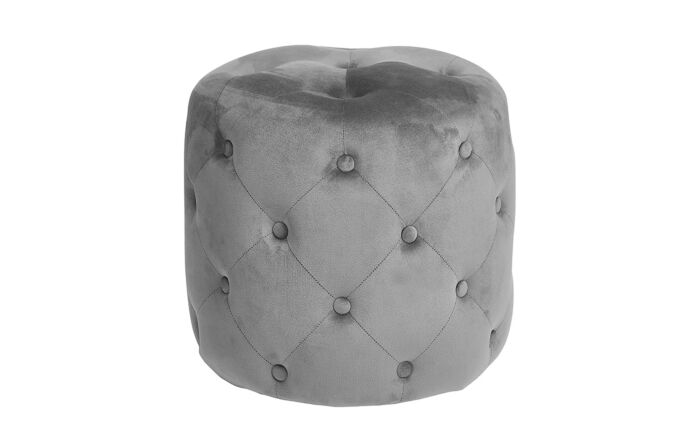 Pacific Lifestyle Rosalia Dove Grey Velvet Buttoned Pouffe-15-291-DG
