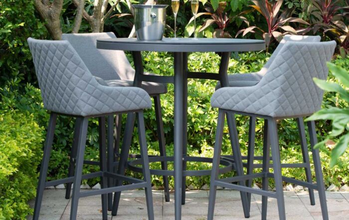 Maze Regal Outdoor Fabric 4 Seat Round Bar Set - Flanelle-FB-BAR-REG-4SRD-SS-FL-1