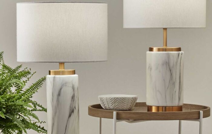 Pacific Lifestyle Carrara Marble Effect Ceramic Tall Table Lamp-30-722-C