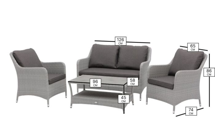Bramblecrest Tetbury Rattan 2 Seat Sofa Set with Tree-Free Coffee Table - Graphite-X26TYGS02