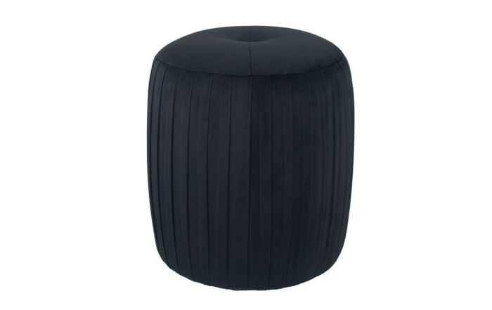 Pacific Lifestyle Velvet Buttoned Cylinder Pouffe-Black-15-278-BK