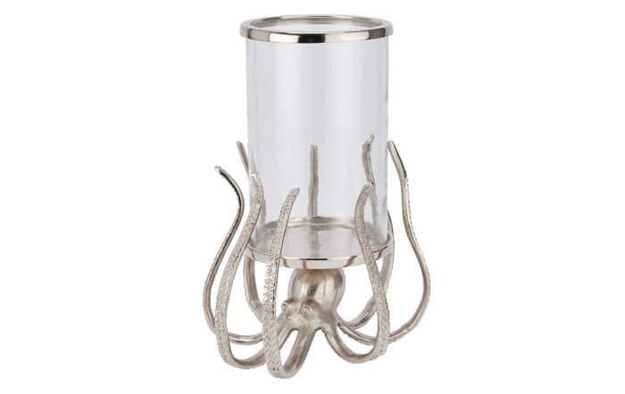 Hill Interiors Large Silver Octopus Candle Hurricane Lantern-22224