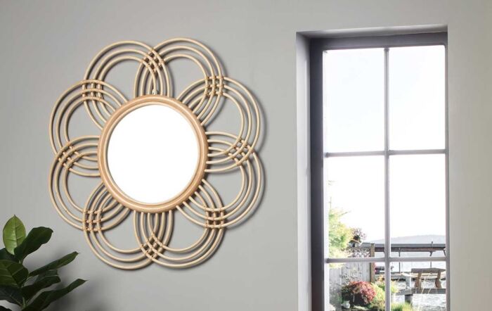 Desser Sunflower Rattan Wall Mirror - Natural-27005-Natural