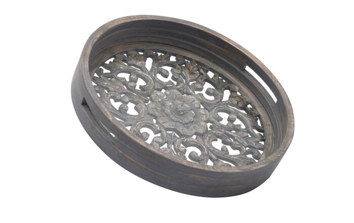 Hill Interiors Set Of 2 Carved Antique Metallic Hampton Trays-20604