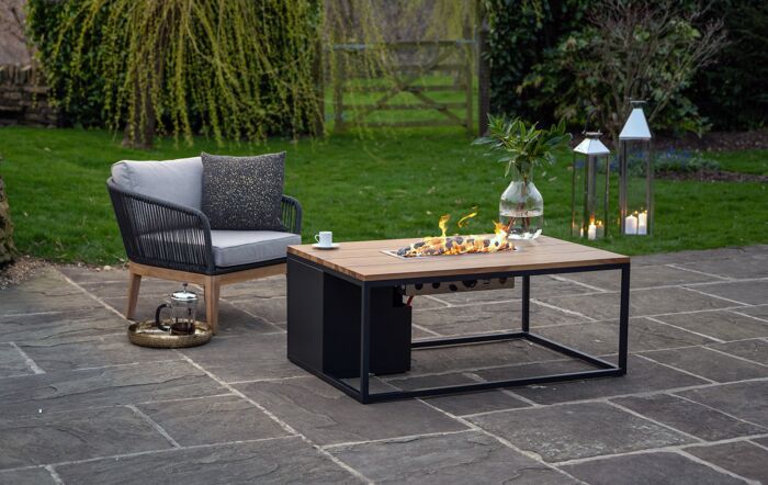 Pacific Lifestyle Cosiloft 120 Black and Teak Fire Pit Table-18-520-BK-TK