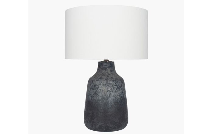 Pacific Lifestyle Vulcan Textured Volcanic Effect Grey Stoneware Table Lamp-30-646-BO