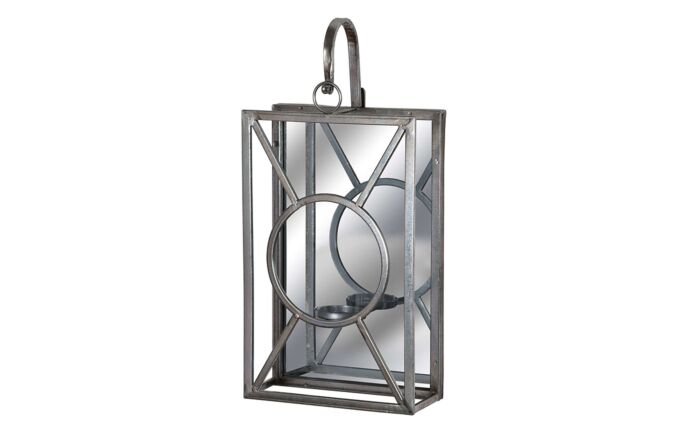 Hill Interiors Antique Silver Rectangle Mirrored Tealight Holder-19156
