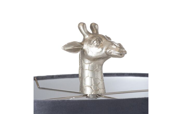 Hill Interiors Silver Giraffe Table Lamp With Grey Velvet Shade-21459