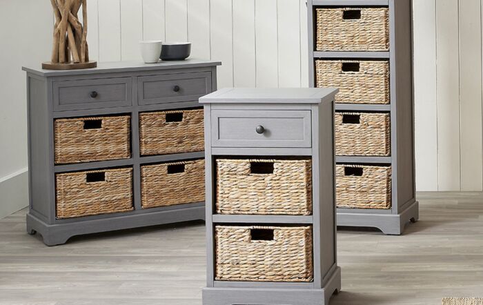 Pacific Lifestyle Devonshire Grey Wood One Drawer Two Basket Unit-76-526
