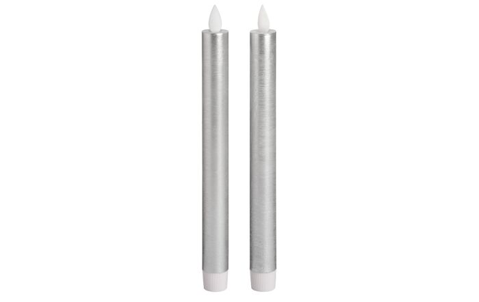 Hill Interiors Luxe Flickering Flame Silver LED Wax Dinner Candle Set Of 6-18750