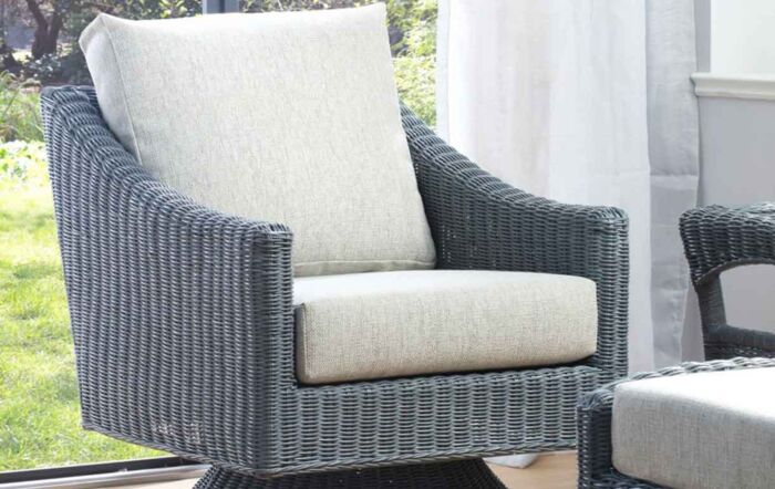 Desser Dijon Cane Rattan Swivel Chair - Grey-DijonSwivelGrey