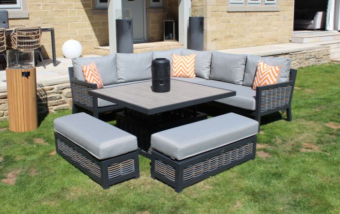 Bramblecrest Portofino Square Corner Sofa Set with Adjustable Ceramic Table-X21APTSCDT8