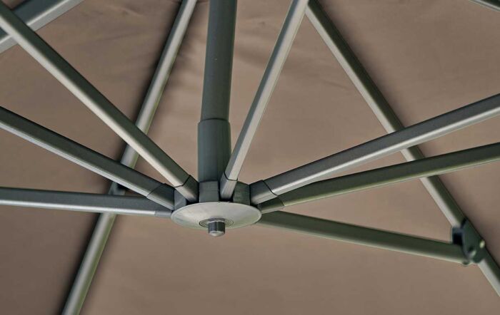 Pacific Lifestyle Challenger T2 3m Square Havana Taupe Cantilever Parasol with 90kg Wheeled Base-18-193-HV & 18-125