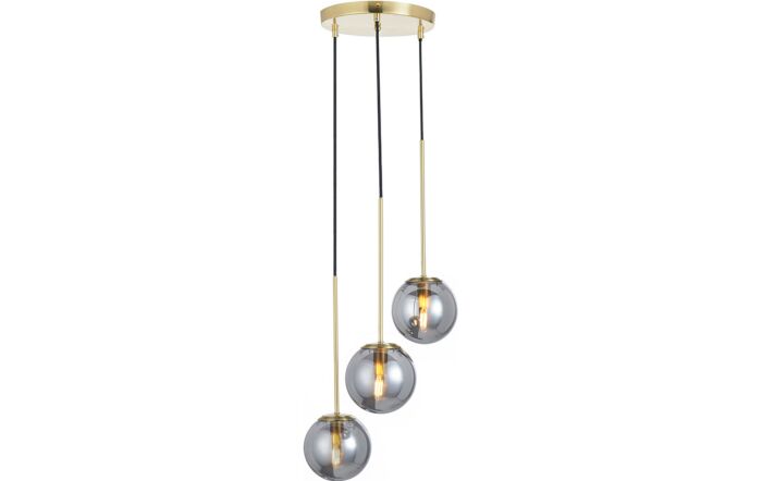 Pacific Lifestyle Arabella Smoked Glass Orb and Gold Metal Pendant-35-380