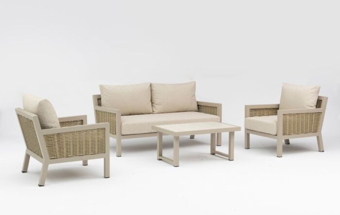 JB Furniture Exclusive Conrad Rattan Two Seat Garden Sofa Set - Latte