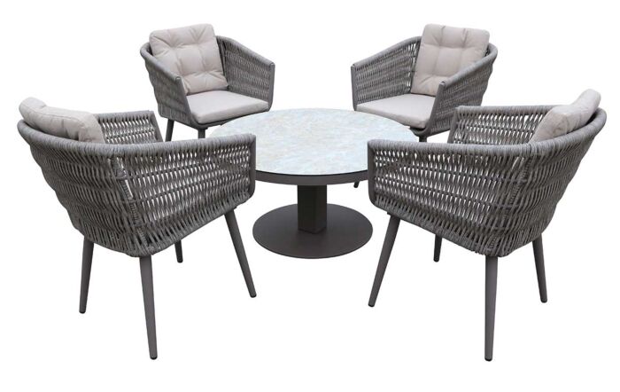 JB Furniture Exclusive Seychelles Round 4 Seat Dining Set with Adjustable Table - Cappuccino-CW-AT297