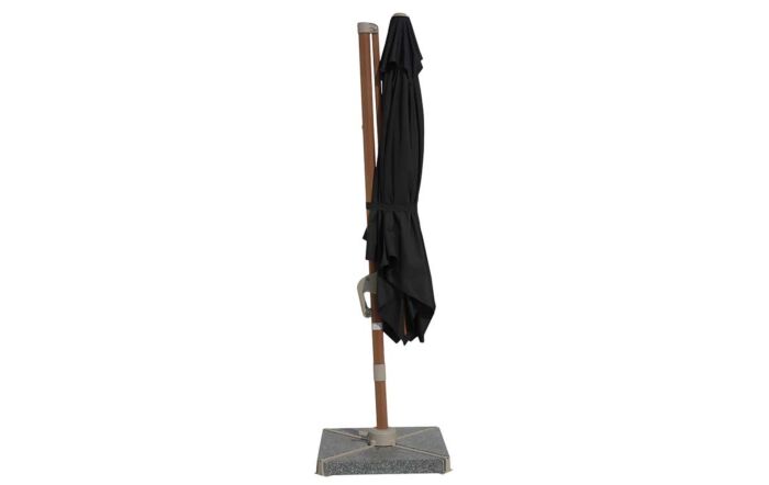 Bramblecrest Lichfield 2.7m Square Wood Effect Cantilever Parasol with Granite Base & Protective Cover - Grey-5051776240768