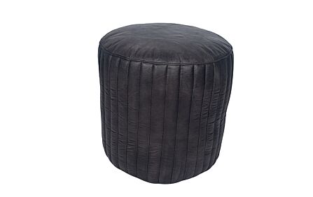 Pacific Lifestyle  Elia Steel Grey Leather Cylinder Pouffe Pacific Lifestyle  Elia Steel Grey Leather Cylinder Pouffe
