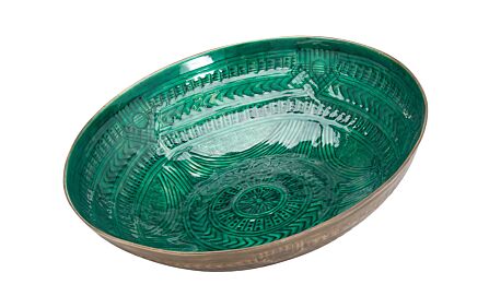 Hill Interiors Aztec Collection Brass Embossed Ceramic Large Bowl Hill Interiors Aztec Collection Brass Embossed Ceramic Large Bowl