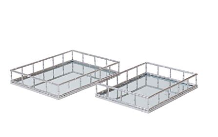 Hill Interiors Set Of 2 Detailed Silver Rectangular Trays Hill Interiors Set Of 2 Detailed Silver Rectangular Trays