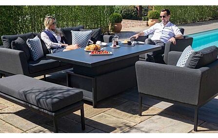 Maze Pulse 3 Seat Sofa Dining Set with Rising Table - Charcoal Maze Pulse 3 Seat Sofa Dining Set with Rising Table - Charcoal
