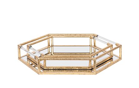 Pacific Lifestyle Gold Metal & Mirror S/2 Trays Pacific Lifestyle Gold Metal & Mirror S/2 Trays