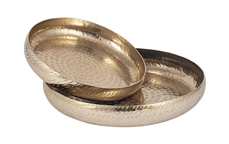 Pacific Lifestyle Set Of 2 Gold Hammered Metal Bowls Pacific Lifestyle Set Of 2 Gold Hammered Metal Bowls