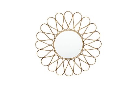 Pacific Lifestyle Antique Gold Metal Petal Design Round Wall Mirror