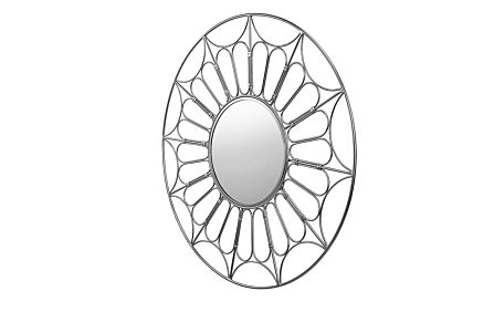 Pacific Lifestyle Silver Metal Cane Effect Frame Round Wall Mirror Pacific Lifestyle Silver Metal Cane Effect Frame Round Wall Mirror