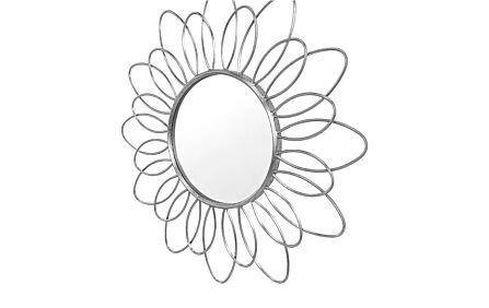 Pacific Lifestyle Silver Metal Petal Design Round Wall Mirror Pacific Lifestyle Silver Metal Petal Design Round Wall Mirror