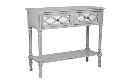 Pacific Lifestyle Dove Grey Mirrored Pine Wood Console Table Pacific Lifestyle Dove Grey Mirrored Pine Wood Console Table