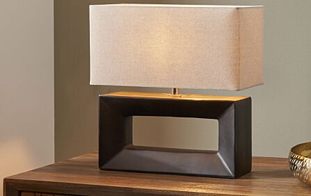 Pacific Lifestyle Block Black Ceramic Rectangular Table Lamp