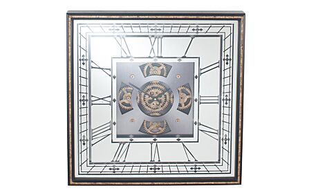 Pacific Lifestyle Antique Gold Wood & Mirror Square Working Cog Wall Clock Pacific Lifestyle Antique Gold Wood & Mirror Square Working Cog Wall Clock