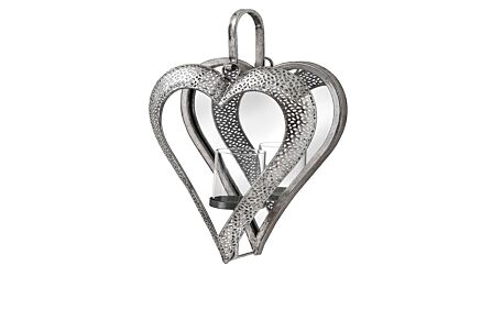 Hill Interiors Antique Silver Heart Mirrored Tealight Holder in Small