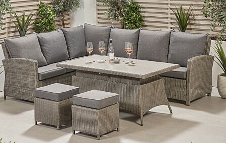 Pacific Lifestyle Barbados Corner Set Long Right with Ceramic Top - Slate Grey