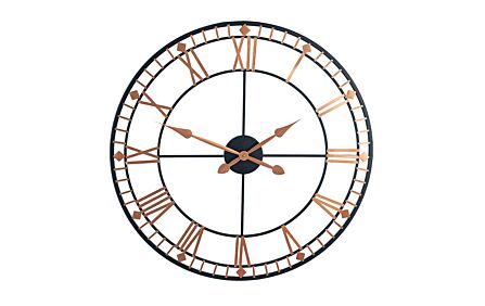 Pacific Lifestyle Black and Rose Gold Metal Round Wall Clock
