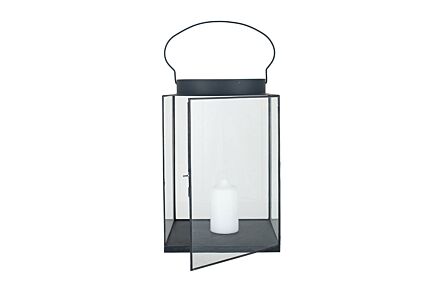 Pacific Lifestyle Matt Black Metal and Glass Large Square Lantern