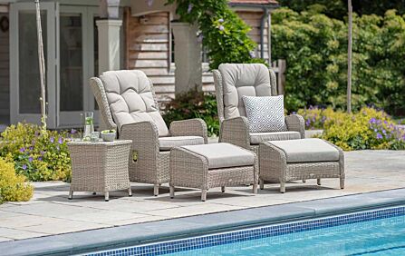 Bramblecrest Chedworth Deluxe Recliner Set with Footstools & Side Table - Sandstone