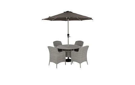 Bramblecrest Tetbury 4 Seat Round Dining Set - Graphite