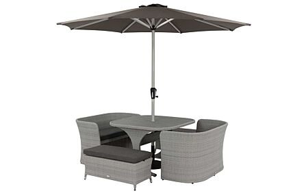 Bramblecrest Tetbury 8 Seat Balcony Set with Tree-Free Top, Parasol and Base - Graphite