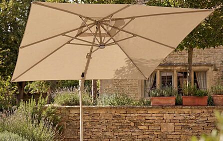 Bramblecrest Truro 3m Square LED Cantilever Parasol with Granite Base and FREE Cover - Mocha