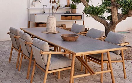 Cane-Line Sticks 6 Seat Teak Dining Set with Ceramic Top - Light Brown