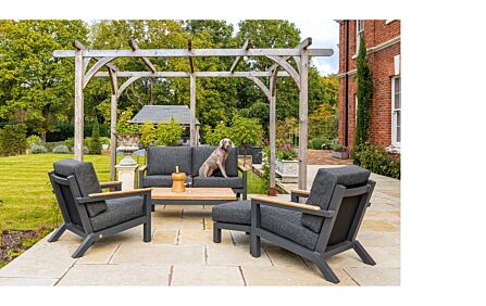 4 Seasons Capitol Lounge Set With Footstool & 90cm Coffee Table-Grey